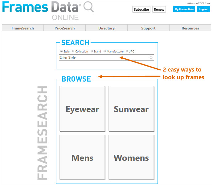 Take a Tour of Frames Data Online